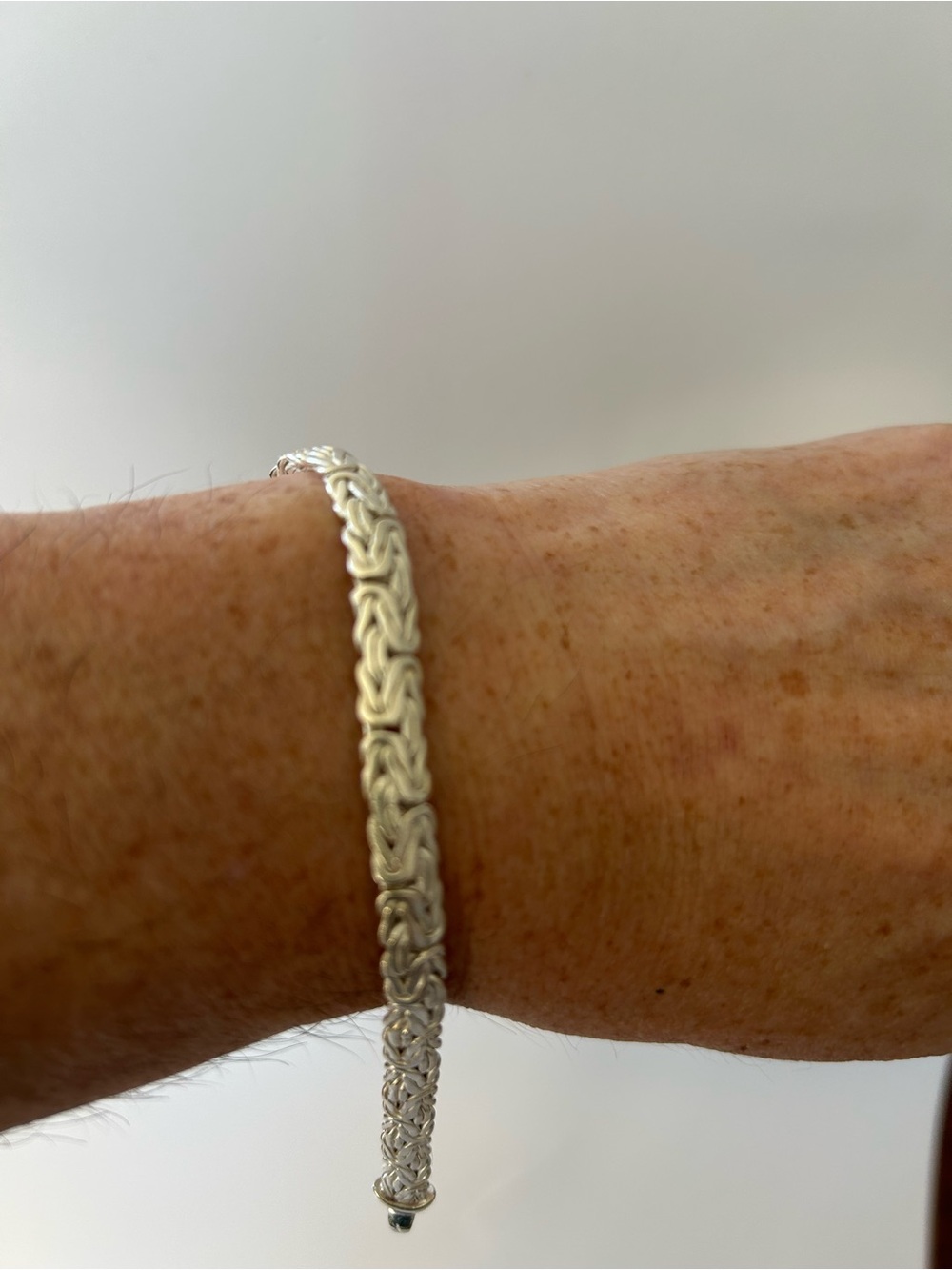 Sterling Silver Woven Rope Bracelet - Silver 8 inches